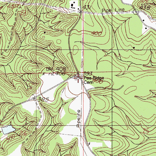 Topographic Map of Pea Ridge Cemetery, AL