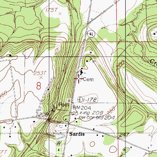 Topographic Map of Shiloh Cemetery, AL
