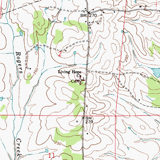 Topographic Map of Living Hope Cemetery, AL