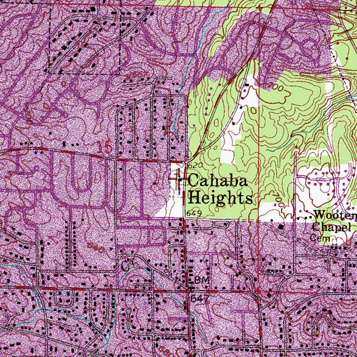 Topographic Map of Cahaba Heights Cemetery, AL