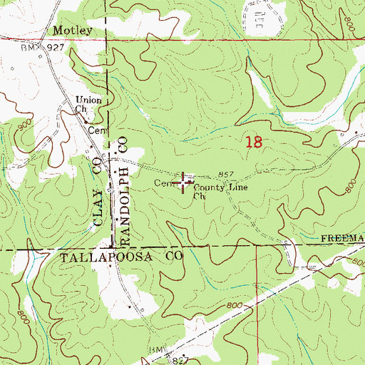 Topographic Map of County Line Cemetery, AL