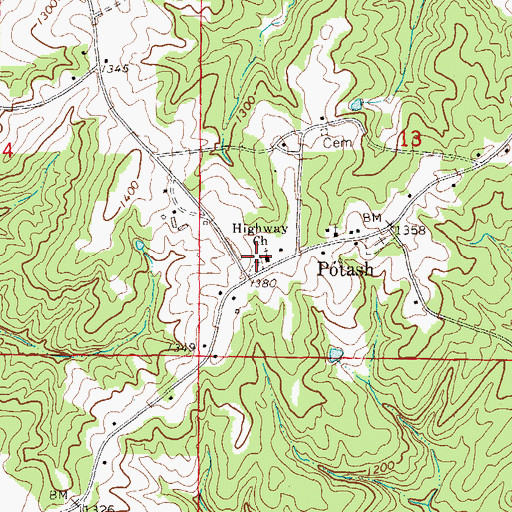 Topographic Map of Highway Cemetery, AL