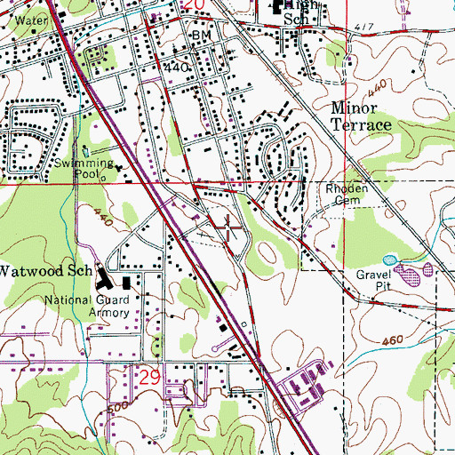 Topographic Map of Childersburg City Cemetery, AL