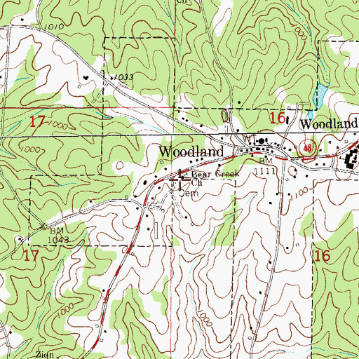 Topographic Map of Bear Creek Cemetery, AL