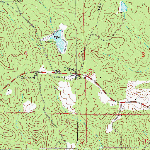 Topographic Map of Concord Cemetery, AL
