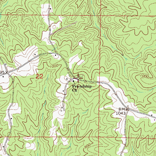 Topographic Map of Friendship Cemetery, AL