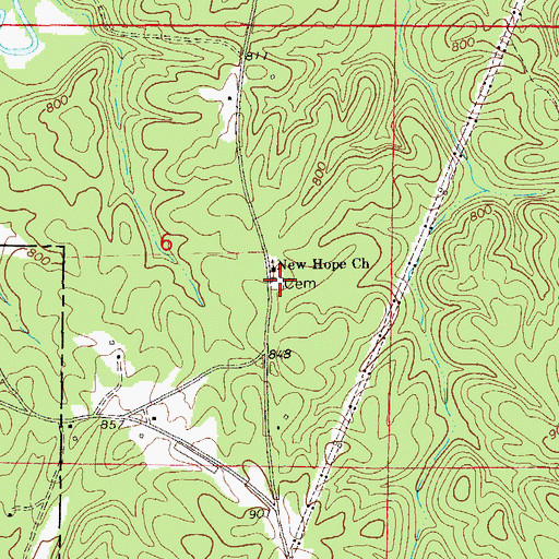 Topographic Map of New Hope Cemetery, AL