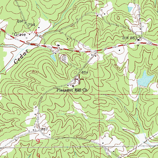 Topographic Map of Pleasant Hill Cemetery, AL