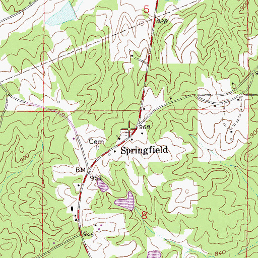 Topographic Map of Springfield Cemetery, AL