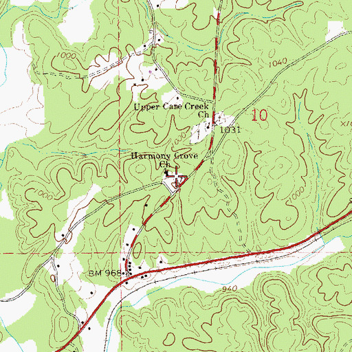 Topographic Map of Harmony Grove Cemetery, AL