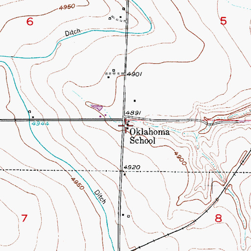 Topographic Map of Oklahoma School, CO