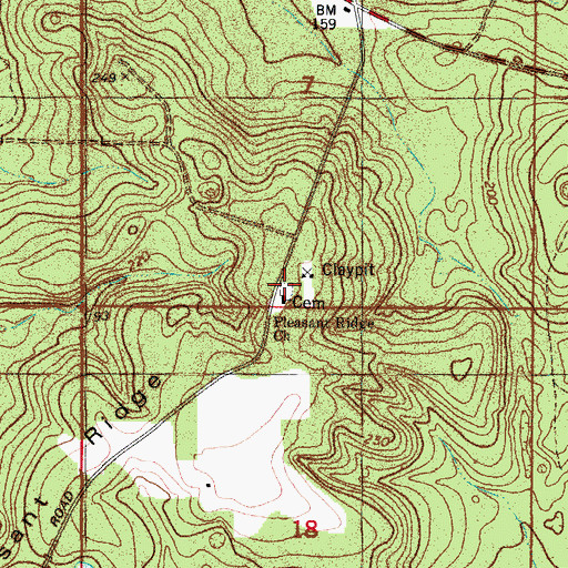 Topographic Map of Pleasant Ridge Cemetery, FL