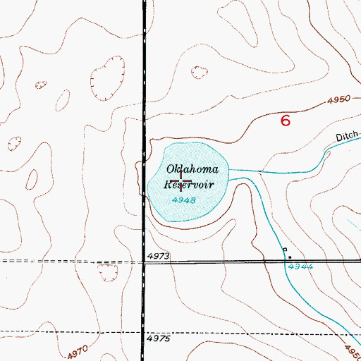 Topographic Map of Oklahoma Reservoir, CO