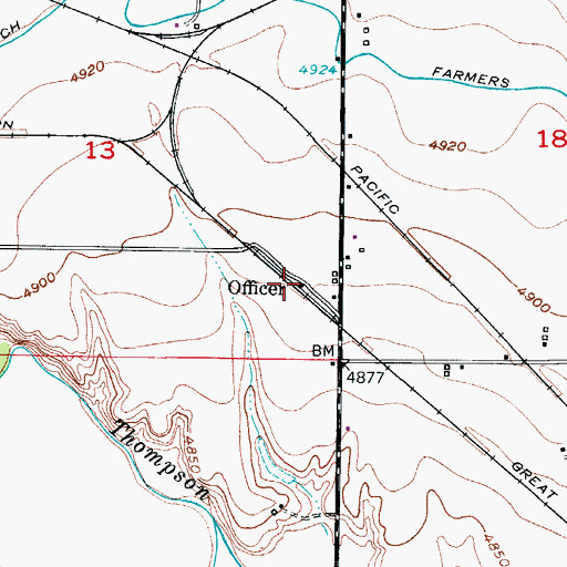 Topographic Map of Officer, CO
