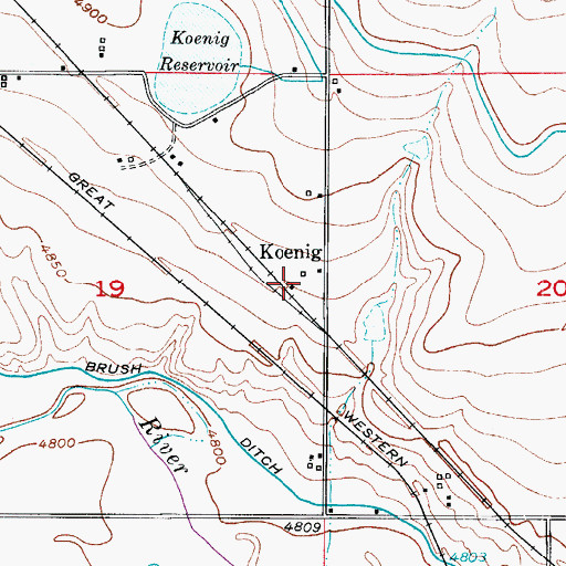 Topographic Map of Koenig, CO
