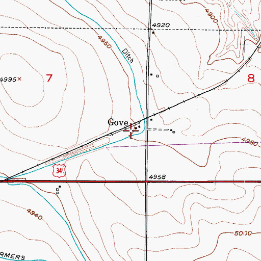 Topographic Map of Gove, CO
