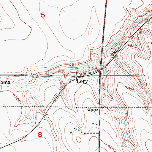 Topographic Map of Lory, CO