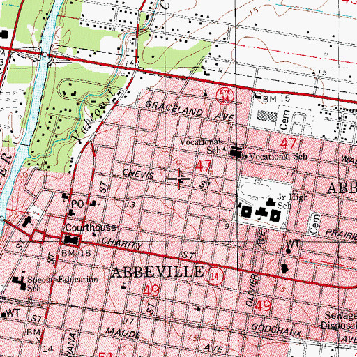 Topographic Map of Our Lady of Lourdes School, LA