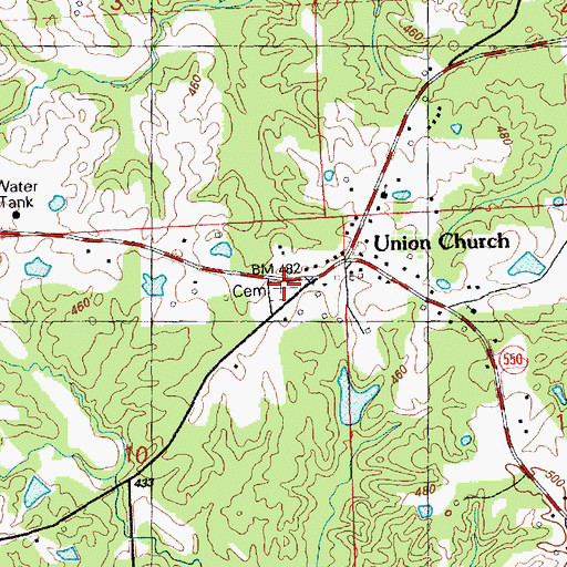 Topographic Map of Union Church Cemetery, MS