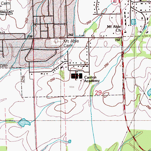 Topographic Map of Canton Academy, MS