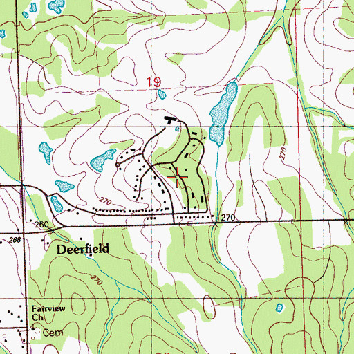 Topographic Map of Deerfield, MS