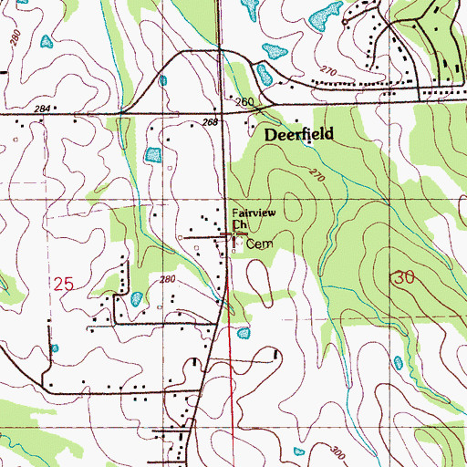 Topographic Map of Fairview Church, MS
