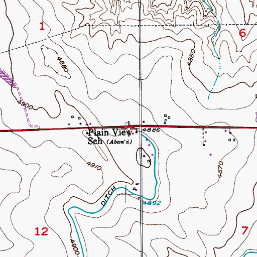 Topographic Map of Plain View School, CO