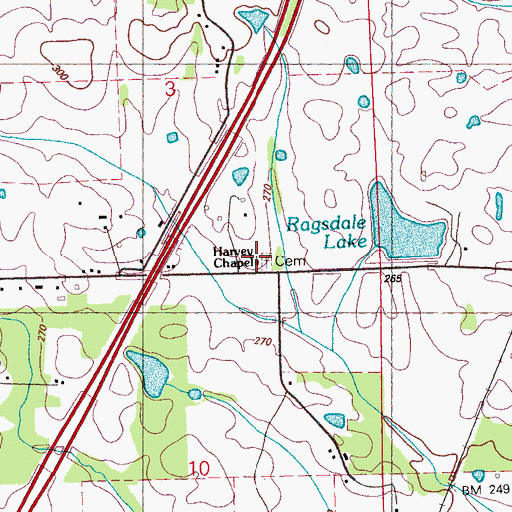 Topographic Map of Harvey Chapel, MS