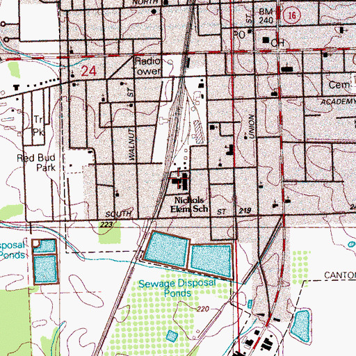 Topographic Map of Nichols Elementary School, MS