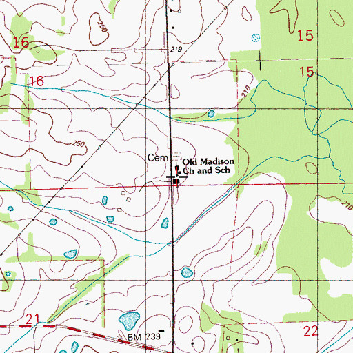 Topographic Map of Old Madison School, MS