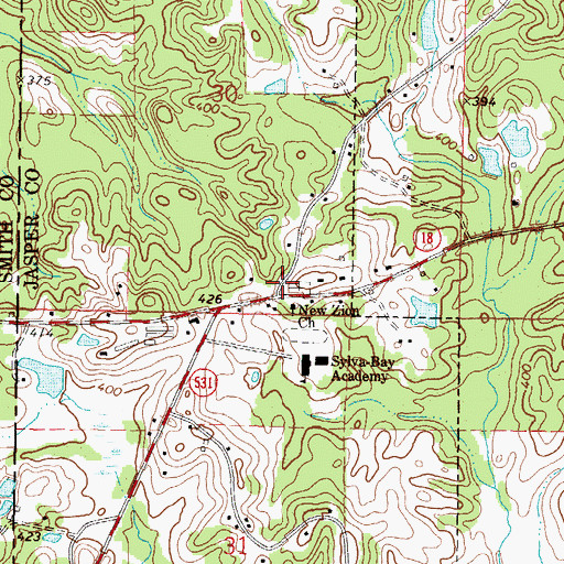 Topographic Map of New Zion Cemetery, MS