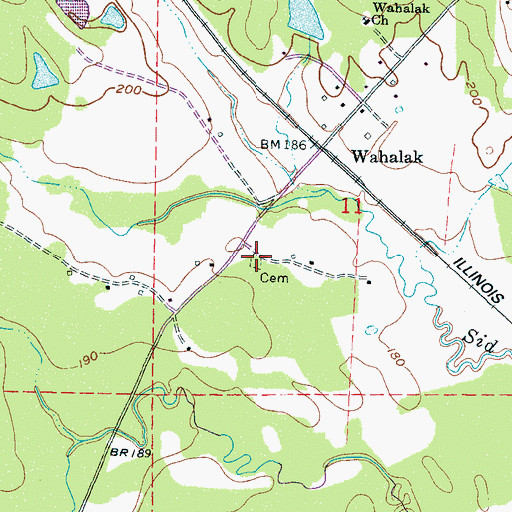Topographic Map of Wahalak Cemetery, MS