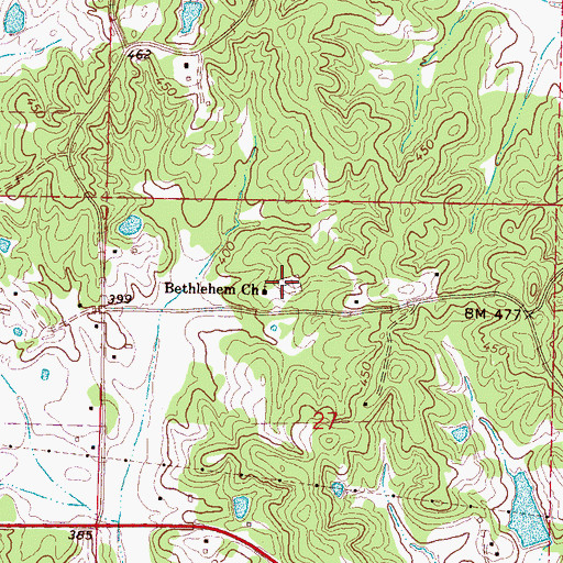 Topographic Map of Bethlehem Cemetery, MS