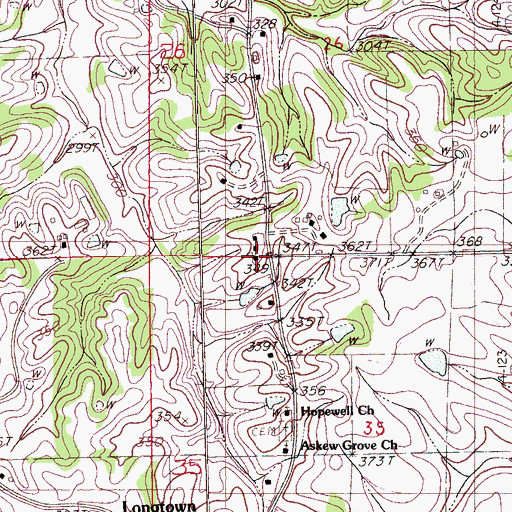 Topographic Map of Longtown School (historical), MS