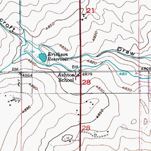 Topographic Map of Ashton School, CO