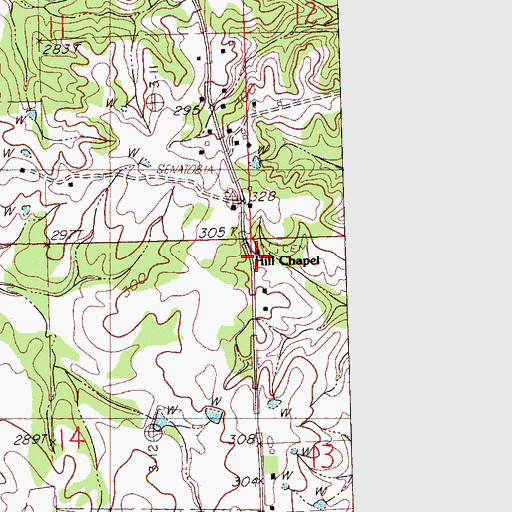 Topographic Map of Hills School (historical), MS