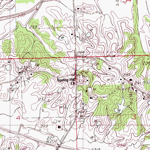 Topographic Map of Spring Hill School (historical), MS