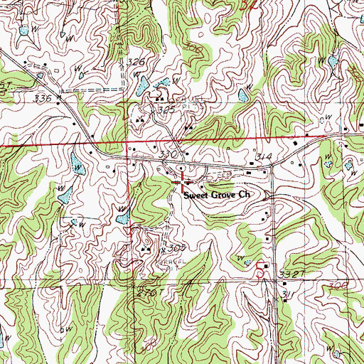 Topographic Map of Sweet Grove School (historical), MS