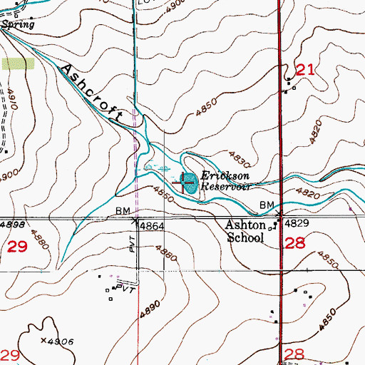 Topographic Map of Erickson Reservoir, CO