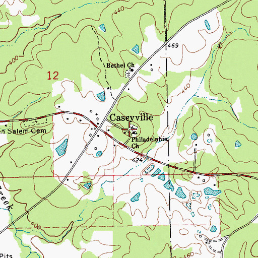 Topographic Map of Philadelphia Cemetery, MS