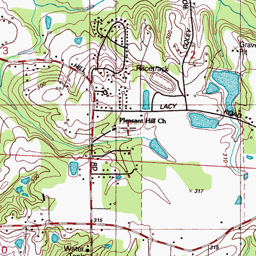 Topographic Map of Pleasant Hill Cemetery, MS