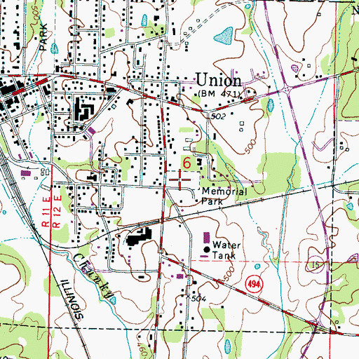 Topographic Map of Memorial Park, MS