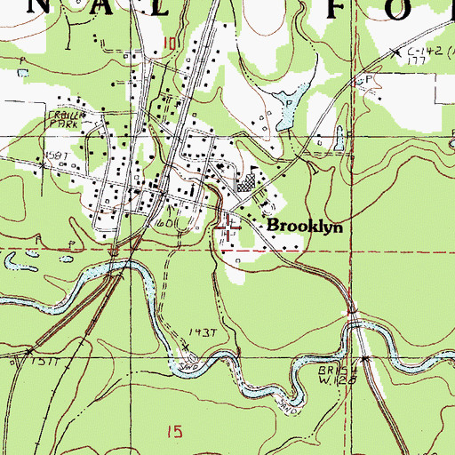 Topographic Map of Brooklyn Cemetery, MS