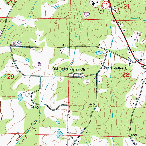 Topographic Map of Old Pearl Valley Cemetery, MS