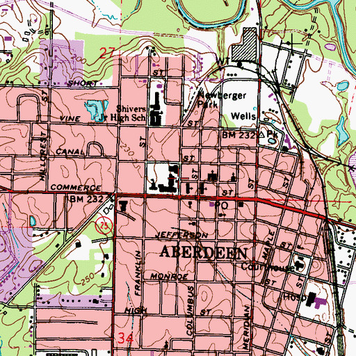 Topographic Map of Evans Memorial Library, MS