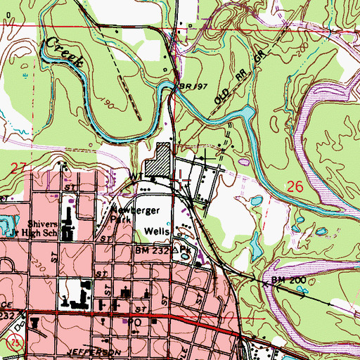 Topographic Map of Monroe County Detention Center, MS