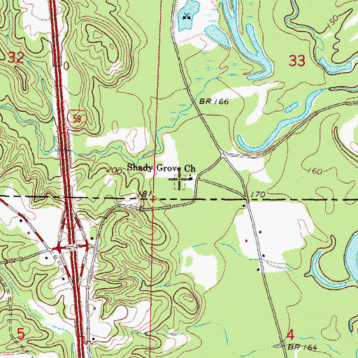 Topographic Map of Shady Grove Cemetery, MS