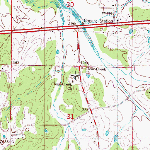 Topographic Map of Clear Creek Cemetery, MS