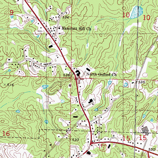 Topographic Map of North Oxford Cemetery, MS