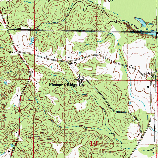 Topographic Map of Pleasant Ridge Cemetery, MS
